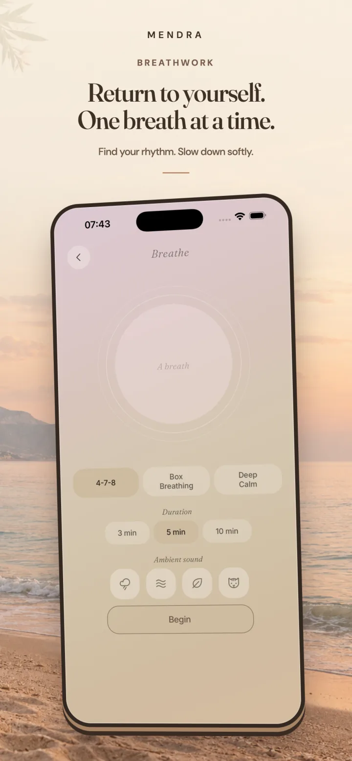 Breathe: 4-7-8, Box Breathing and Deep Calm with duration and ambient sound choices